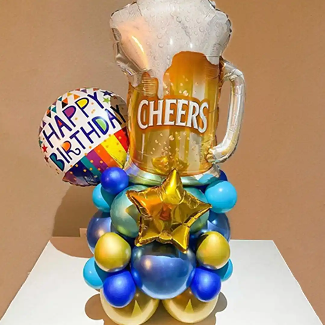 thumbnail image 2 of PartyStar Beer Mug Balloon Set - 5PCS Happy Birthday Five-pointed Star Cheers F 2 of 11