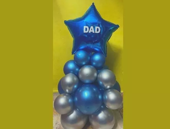 Best Dad Chrome Balloon Bouquet with Star Foil Balloons