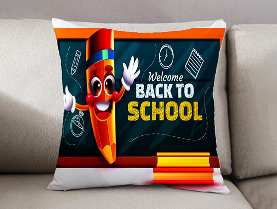 Back To School Printed Multi-Color Cushion